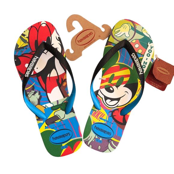 Havaianas Disney Flip Flops Men’s 13 Mickey Mouse Pluto Pop Art Thong Sandals - Picture 3 of 7